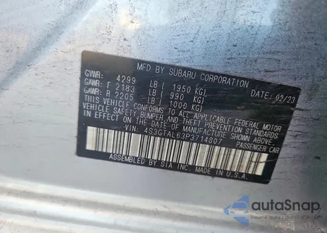 2023 Subaru Impreza Sport из США, поврежденный, VIN 4S3GTAL63P3714807